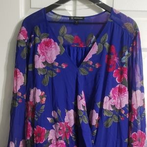 ROYAL GARDEN...NWT, I.N.C., 3X, CROSSOVER  BLOUSE,  ROYAL BLUE